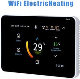 TechU™ Slimme Thermostaat Trust – Zwart met Witte rand – Alleen voor Elektrische Vloerverwarming – Wifi & App – Google Home & Alexa – IFTTT – Persoonlijk programma instelbaar — thumbnail 1