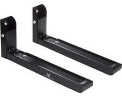 Maclean - Universele Magnetron Houder voor Magnetron met Telescopische Armen / Muurbevestiging tot 30kg (Zwart)