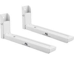 Maclean - Universele Magnetron Houder voor Magnetron met Telescopische Armen - Muurbevestiging tot 30kg (Wit)