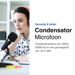 USB Microfoon met standaard - Gaming - Podcast - Voor Pc en console - Standaard - Incl. Plopkap - Zwart - Vivid Green — thumbnail 7