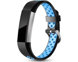 Siliconen Smartwatch bandje - Geschikt voor Fitbit Alta / Alta HR sport bandje - zwart/blauw - Strap-it Horlogeband / Polsband / Armband - Maat: Maat L
