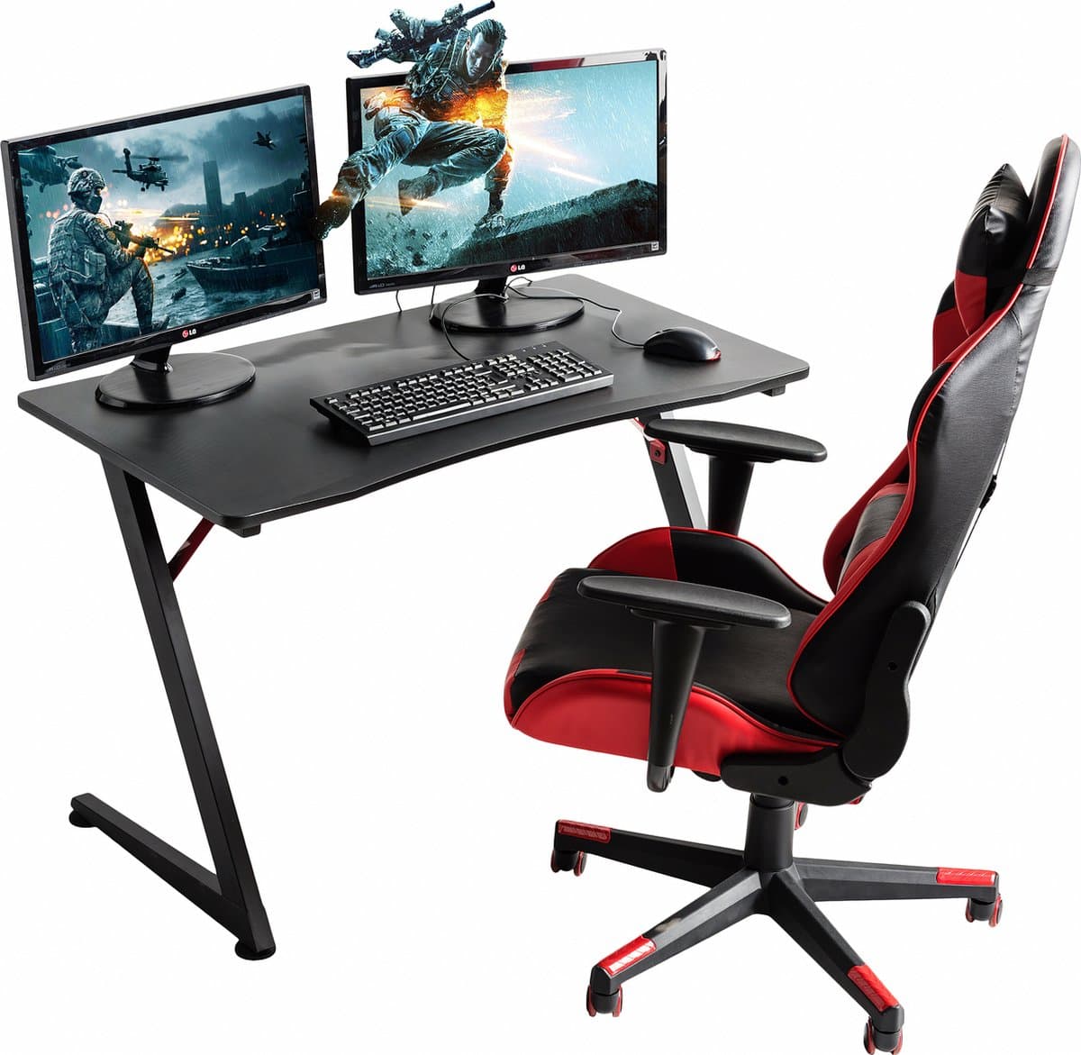 ACAZA Bureau - Game Bureau - Metalen Poten - Premium Gaming Tafel - 108x60x70cm - Zwart — afbeelding 1