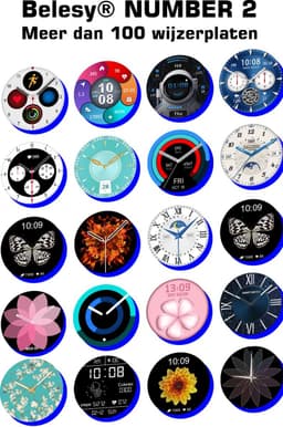 Belesy® NUMBER 2 - Smartwatch Heren – Smartwatch Dames - Horloge – Stappenteller – Calorieën - Hartslag – Sporten - Splitscreen - Kleurenscherm - Full Touch - Bluetooth Bellen – Staal – Milanees - Goud - Moederdag — thumbnail 5