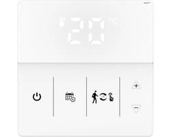 TechU™ Smart Thermostaat Thin – Wit – Alleen voor Elektrische Vloerverwarming – App & Wifi – Google Assistant & Amazon Alexa – Persoonlijk Programma Instelbaar