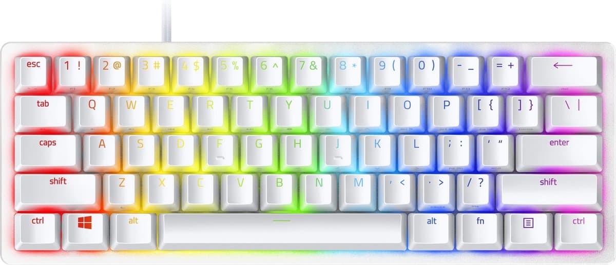 Razer Huntsman Mini - Gaming Toetsenbord - Clicky Purple Switch - RGB - 60% Layout - Qwerty - Wit — afbeelding 1