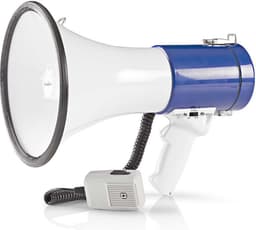 Nedis Megafoon – 135 dB – 1500 m Bereik – Sirene – Afneembare Microfoon – Wit/Blauw — thumbnail 1