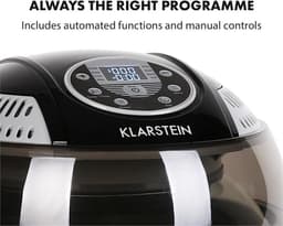 Klarstein VitAir heteluchtfriteuse, 1400 watt, vetvrij frituren + bakken + grillen + roosteren, halogeen-infrarood-verwarmingselement, automatisch, antiaanbaklaag, zwart — thumbnail 3