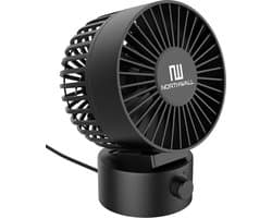 Northwall Mini USB Ventilator - Tafelventilator Zwart - Stille Mini Fan - Retro Bureau Ventilator - Klein, Stil en Geruisloos - Dual Motoren - Kantelbaar - 2 Snelheden — afbeelding 1