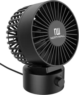 Northwall Mini USB Ventilator - Tafelventilator Zwart - Stille Mini Fan - Retro Bureau Ventilator - Klein, Stil en Geruisloos - Dual Motoren - Kantelbaar - 2 Snelheden — thumbnail 1