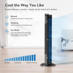 Equivera Torenventilator - Staande Ventilator met Afstandsbediening - Kolomventilator - Verschillende Snelheden - Timer - Ventilator Staand — thumbnail 5