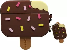 IJsje / Icecream Siliconen Case voor Apple AirPods Pro en Pro 2 – Schokabsorberende Beschermhoes met Clip – Val- en Krasbestendig – Zacht Silicone Hoesje – Ondersteunt Draadloos Opladen – Perfecte Pasvorm – Stijlvol en Duurzaam – Chocolade Bruin — thumbnail 1