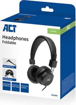 ACT Koptelefoon met draad 1,5m | Opvouwbare hoofdtelefoon met kabel | 3,5mm audiokabel | AC9300 — thumbnail 2