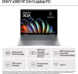 HP Elite x360 14-fa0630nd AMD Ryzen™ 7 8840HS Hybride (2-in-1) 35,6 cm (14") Touchscreen 3K 16 GB LPDDR5-SDRAM 512 GB SSD Wi-Fi 6E (802.11ax) Windows 11 Home AI PC Zilver QWERTY — thumbnail 2