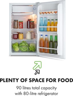 Klarstein Spitzbergen – Koelkast, energie-efficiëntieklasse E, vriesvak, ZestfulART-design: beschrijfbare deur inclusief marker, 2 deurvakken, wit, 90 liter — thumbnail 4