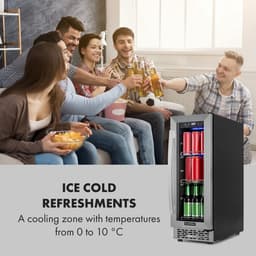 Klarstein Beerlager 56 drankkoelkast, 56 liter, 20 flessen, inbouw, 82 cm hoog, glazen deur met roestvrijstalen frame, 3 schappen, temperatuur: 0 - 10 °C, touchscreen bedieningspaneel, zwart - LED - RVS - Mini Fridge - Compact Koelkast — thumbnail 7