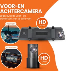 Road Angel Halo Vision64 Dashcam voor Auto Set - 10” LCD Touchscreen - 1440p QHD Beeld - Spiegel Dashcam en Achteruitrijcamera - Inclusief 64GB SD kaart — thumbnail 5