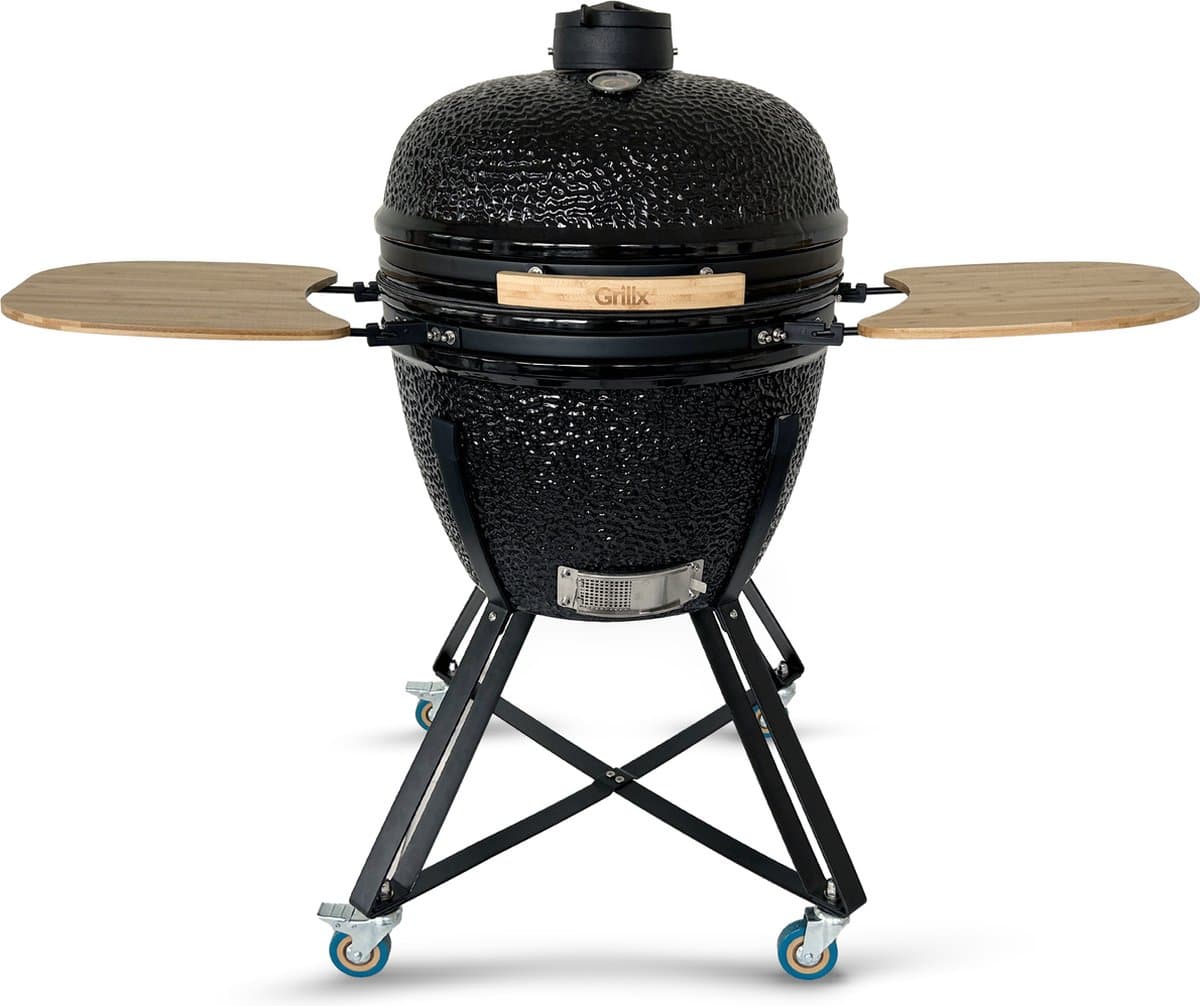Grillx Kamado BBQ - 24 Inch - Incl. Hoes - Barbecue Egg - Houtskool Barbecue - Zwart - Ø 53cm — afbeelding 1