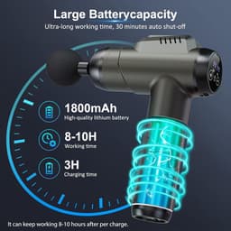 Massage Pistool Diepe Weefselmassager - 99 Snelheden - Krachtige Percussiemassager - LCD-touchscreen - Handmassageapparaat - 6 Massagekoppen - Spierpijnverlichting en Ontspanning - Grijs — thumbnail 4