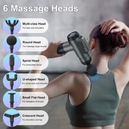 Massage Pistool Diepe Weefselmassager - 99 Snelheden - Krachtige Percussiemassager - LCD-touchscreen - Handmassageapparaat - 6 Massagekoppen - Spierpijnverlichting en Ontspanning - Grijs — thumbnail 3
