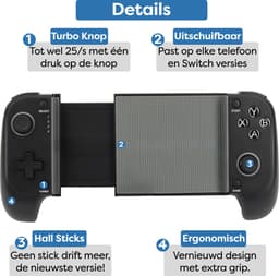 Draadloze Telefoon Controller geschikt voor Nintendo Switch, iPhone, Android, Cloud Streaming (PS5, Xbox Game Pass) - Bluetooth BackBone Draadloos - Turbo + Macro Knoppen - Accessoires — thumbnail 3