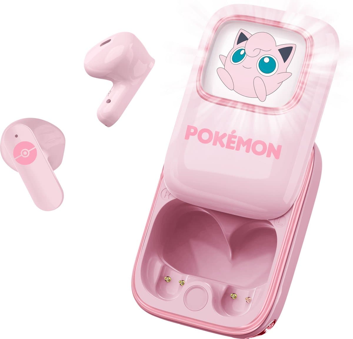 Pokémon JigglyPuff - draadloze oordopjes - schuifdisplay met LED verlichting - met oplaadcase - touch control - lange batterijduur — afbeelding 1