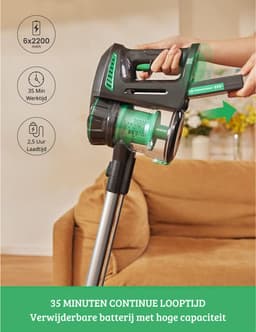 Luxe Stofzuiger zonder Zak – Op Accu – Draadloos – Vlekkenreiniger – Tapijtreiniger – Vacuum Cleaner – Lichtgewicht – Groen — thumbnail 2