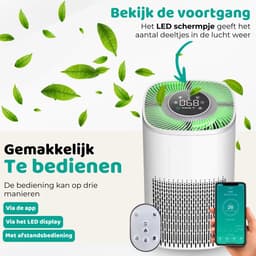 Modito luchtreiniger - Air Purifier met APP - 4-in-1 filtersysteem - Ionisatie - HEPA 13 filter + koolstoffilter - Verminderd huisstofmijt, hooikoorts, allergie & stof - Wit - 210 m³/u — thumbnail 3