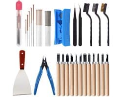 3D Printer Nozzle Schoonmaak Set - Spuitkop Reiniger - 0.2 mm Roestvrij staal Naalden - Reiniging Naald Set - Pincet - Sleutel - Koperdraad Borstel - voor Printer Nozzle Reiniging