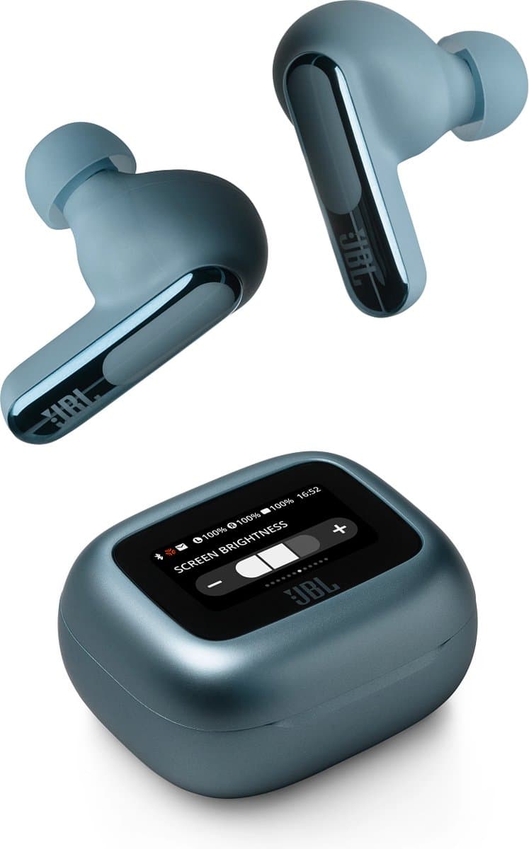 JBL Live Beam 3 - Draadloze Noise Cancelling Oordopjes - Oortjes Draadloos - Bluetooth - Stick Design - Smart Charging Case met Display - 48 uur batterij - Blauw — afbeelding 1