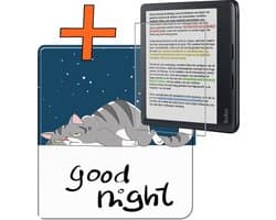 Hoesje Geschikt voor Kobo Libra Colour Hoes Book Case - Hoes Geschikt voor Kobo Libra Colour Hoesje Book Cover Met Screenprotector - Kat