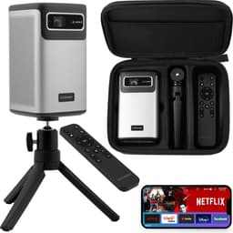 Overmax Multipic 8.1 Tragbarer 4K Beamer - kabellos mit Android 9.0 - Auto-Fokus und Keystone-Korrektur - 2,5 Stunden Akku - 5000 Lumen Helligkeit - Dual-Band WiFi und Bluetooth 5.0 - ideal für Heimkino und Outdoor — thumbnail 1