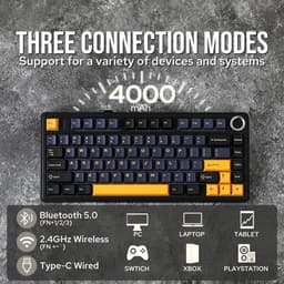 AULA F75 - Draadloze Gaming Toetsenbord - Mechanisch - Gasket - Hot Swap - QWERTY Toetsenborden - Tri mode - 80 Keys - Donder zwart — thumbnail 3