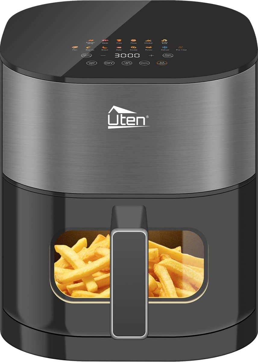 Uten Airfryer XXL 200E - Dual Blaze Technologie - Hetelucht friteuse - 5.5 liter - 14 programma's - 40ºC tot 200ºC - PFAS vrij - 2000W - Grijs — afbeelding 1