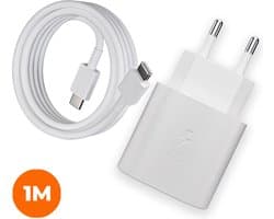 Donfra® 25W Adapter Fast charger USB-C snel lader - met 1 meter USB C oplaadkabel - 25W oplader - fast charger - Wit