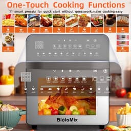 Biolomix - 15L - Airfryer - 11 in 1 - Multifunctionele Elektrische Oven - 1700 Watt - Led Touchscreen - Met Venster - Air Fryer - RVS - Zilver — thumbnail 6