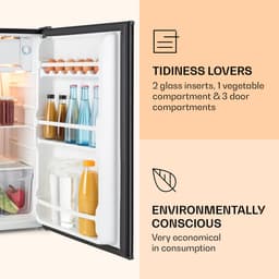 Klarstein Koelkast Zelfvoorzienend design Koelkast - volume: 91 Liter - 2 Niveaus - 5 Standen Thermostaat - IJsvak - Zwart - 90L - voor Keuken - Compact - Mini Fridge - Compact Koelkast - Kleine Koelkast - Vrijstaande Koelkast — thumbnail 4