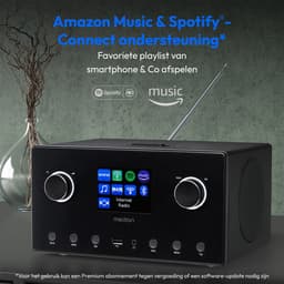 MEDION P85444 2.1 Internetradio met Subwoofer (DAB+, UKW Radio, Spotify Connect, WLAN, Bluetooth, Streaming, Equalizer, kleurendisplay, USB, AUX, wekker, sluimerfunctie, slaaptimer) zwart — thumbnail 4