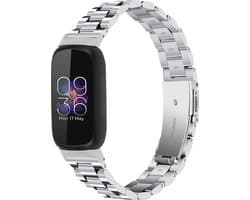 Stalen Smartwatch bandje - Geschikt voor Fitbit Inspire 3 stalen bandje - zilver - Strap-it Horlogeband / Polsband / Armband