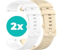 Smartwatch bandjes - 2 pack - Siliconen bandje - Wit – Beige – 18mm bandje – set van 2 - Geschikt voor Vivoactive 4s / Garmin Venu 2s / Garmin Vivomove 3s
