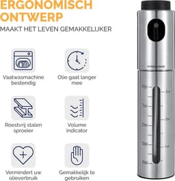 PROKING Olijfolie sprayer - BBQ fles verstuiver - Airfryer keuken spray - Kokos olie - Olijf olie — thumbnail 2