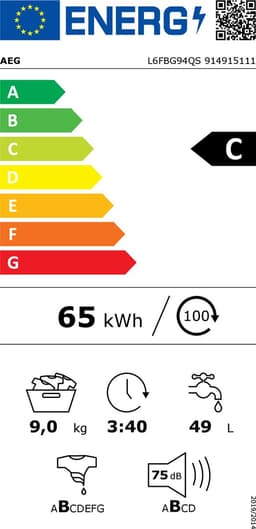 AEG L6FBG94QS 6000 Serie - Wasmachine - 9kg - 1400 rpm — thumbnail 3