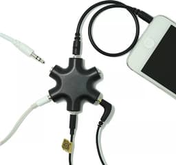 VIKEFON - Premium Audio Splitter - Aux Splitter - Koptelefoon Splitter - 6 Ingangen - 3.5mm - Zwart — thumbnail 2
