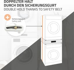 Tussenstuk voor wasmachine en droger – Universeel tussenbouwframe met lade 60,5x54 cm in wit ML design — thumbnail 3