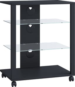 VCM hifi-kasten, platenspelerkast, stereokast, hifi-rekken, routerstandaard, hifi-rekken en -standaards, witte platenspelerstandaard, draaitafelstandaard met opbergruimte voor vinylplaten, platenspelermeubel, glazen tv-meubel, mediameubel — thumbnail 6