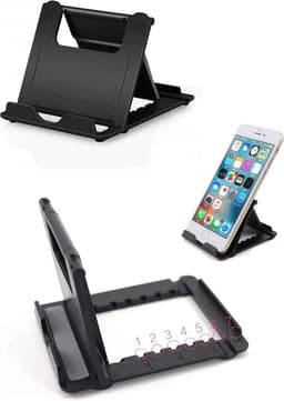 Waledano® Telefoonstandaard Bureau- Tablethouder -Telefoonhouder - Opvouwbaar en Verstelbaar - ZWART — thumbnail 2