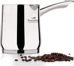 Rosmarino Pour&Cook Melkkannetje Opschuim - Koffiekan - Cezve - Melkkan - Melkopschuinkan - Barista Melkan - Turkse Koffiekan - Melkannetje RVS - 900ML — thumbnail 1