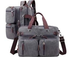 Jeusin® Multifunctionele comfortabele laptoptas 3-in-1 Rugtas - Rugzak - Schoudertas - Voor 17,3-inch laptop formaat - Grijs