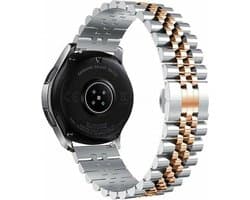 By Qubix - Geschikt voor Garmin bandje - Geschikt voor Garmin Venu / Sq / Sq2 / 2 plus - Stalen band - Zilver / rosé goud - Smartwatch bandje 20mm