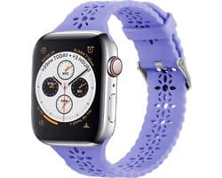Strap-it Siliconen smartwatch bandje - Geschikt voor Apple Watch Series 1/2/3/4/5/6/7/8/9/10/11/SE/SE2/SE3 - Lila - Siliconen horlogeband met patroon voor iWatch maat: 38 / 40 / 41 / 42mm