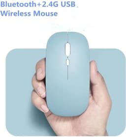Draadloze oplaadbare geluidloze klik ergonomische bluetooth soft-touch muis (blue) — thumbnail 3